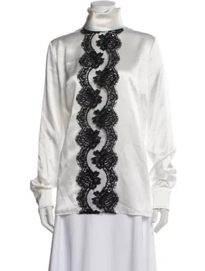 Pre-owned Dolce & Gabbana Lace Pattern Turtleneck Blouse In Multi