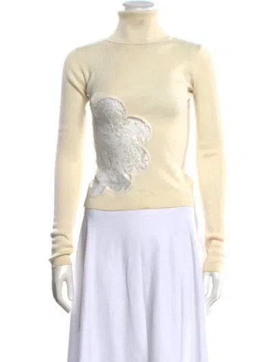 Pre-owned Dolce & Gabbana Lace Pattern Turtleneck Sweater In Neutrals