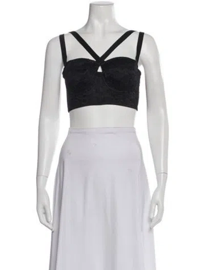Pre-owned Dolce & Gabbana Lace Pattern V-neck Sports Bra In Multi