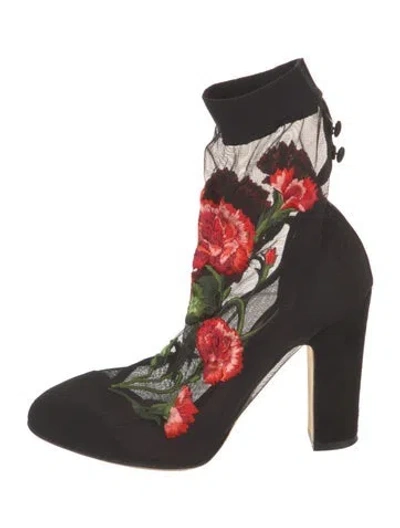 Pre-owned Dolce & Gabbana Lace Patterned D'orsay Pumps In Black
