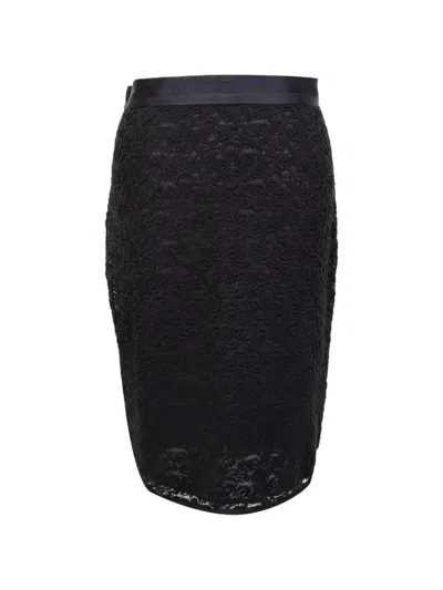 Pre-owned Dolce & Gabbana Lace Pencil Midi Skirt In Black