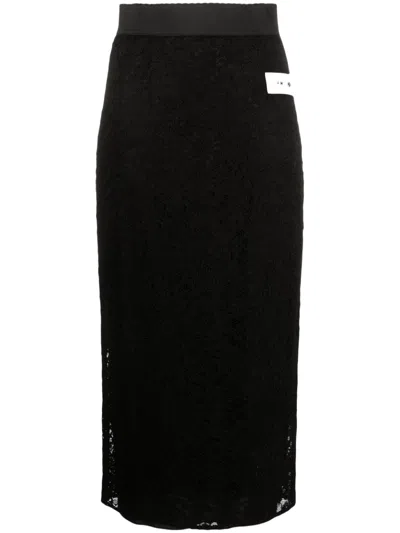 Dolce & Gabbana Lace Pencil Pencil Skirt In White