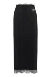 Dolce & Gabbana Midi Black Skirt With Re-edition Patch In Chantilly Lace Woman
