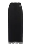 Dolce & Gabbana Midi Black Skirt With Re-edition Patch In Chantilly Lace Woman In Black
