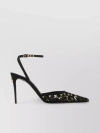 DOLCE & GABBANA LACE POINTED PUMPS WITH EMBROIDERED ANKLE STRAP