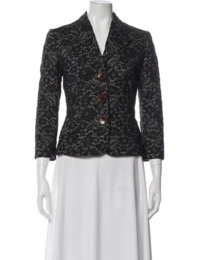 Pre-owned Dolce & Gabbana Lace Printed Blazer In Black
