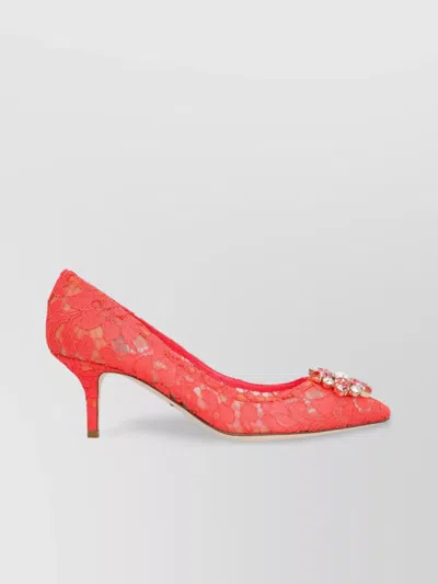 Dolce & Gabbana Lace Pump With Kitten Stiletto Heels In White