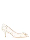 Dolce & Gabbana Lace Rainbow Pumps With Brooch Detailing In White