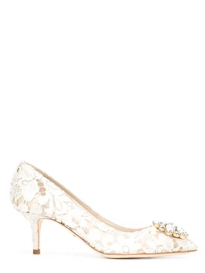 DOLCE & GABBANA LACE RAINBOW PUMPS WITH 60MM BROOCH
