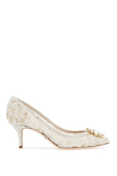 Dolce & Gabbana Lace Rainbow Pumps With Brooch Detailing In White