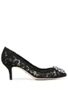 Dolce & Gabbana Lace Rainbow Pumps With Brooch Detailing Shoes In Black