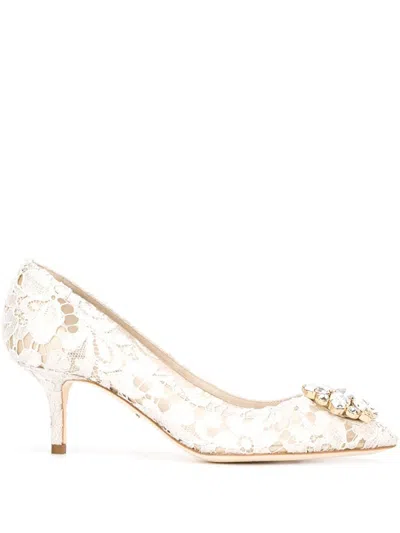 Dolce & Gabbana Lace Rainbow Pumps With Brooch Detailing Shoes In Multi