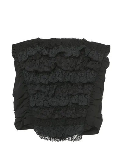 Pre-owned Dolce & Gabbana Lace Ruffled Tube Blouse In Black