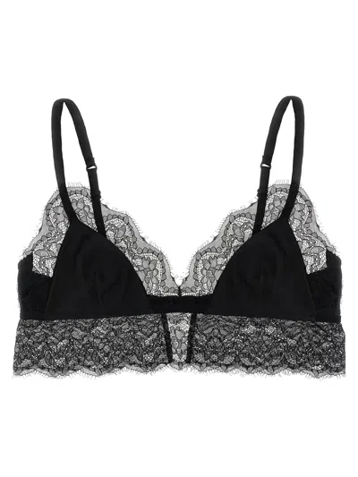 Dolce & Gabbana Wireless Lace & Satin Triangle Bra In Animal Print