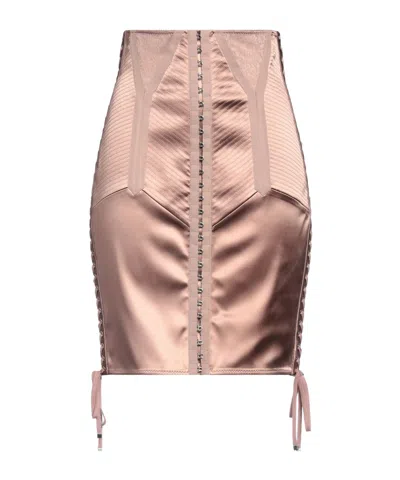 Dolce & Gabbana Lace Satin Pencil Skirt In Pink