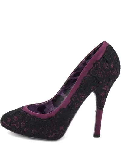 Pre-owned Dolce & Gabbana Lace Satin Pumps