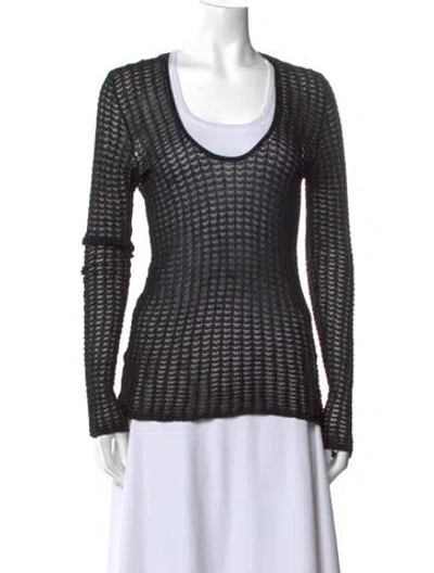 Pre-owned Dolce & Gabbana Lace Scoop Neck Sweater In Black