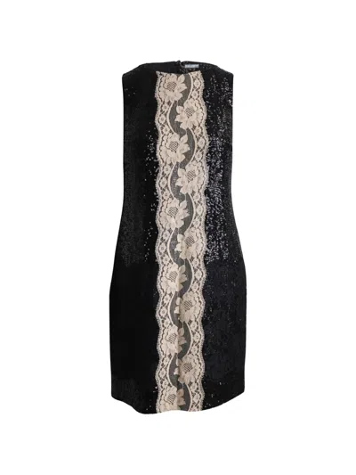 Pre-owned Dolce & Gabbana Lace Sequin Mini Dress In Black