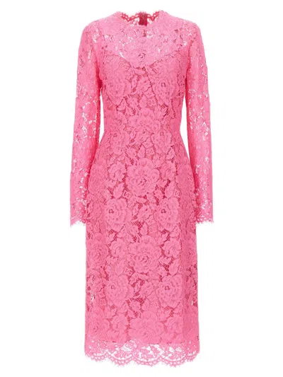 Dolce & Gabbana Lace Sheath Dress Dresses Pink