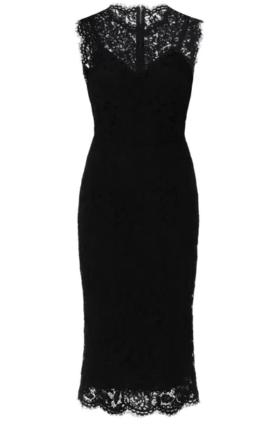 Dolce & Gabbana Lace Sheath Dress With A In Black