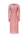 Dolce & Gabbana Women Branded Floral Cardonetto Lace Sheath Dress In Pink