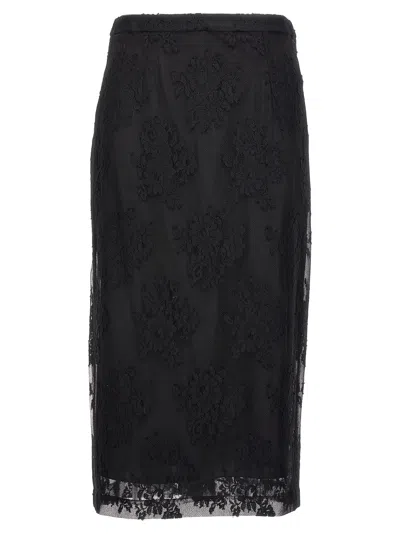 Dolce & Gabbana Lace Sheath Skirt Skirts Black In Nero