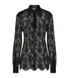 Dolce & Gabbana Black Slim Shirt With Satin Details In Chantilly Lace Woman