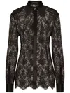 Dolce & Gabbana Black Slim Shirt With Satin Details In Chantilly Lace Woman In Black