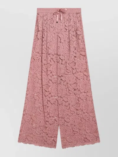 Dolce & Gabbana Lace Shorts Elastic Waistband Scalloped Hem In Pink