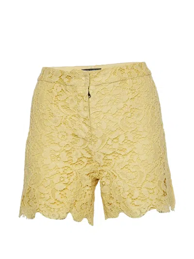 Pre-owned Dolce & Gabbana Lace Shorts In Yellow