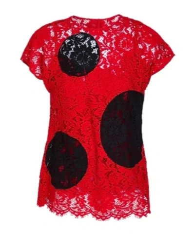 Dolce & Gabbana Lace Short-sleeved Top In Red