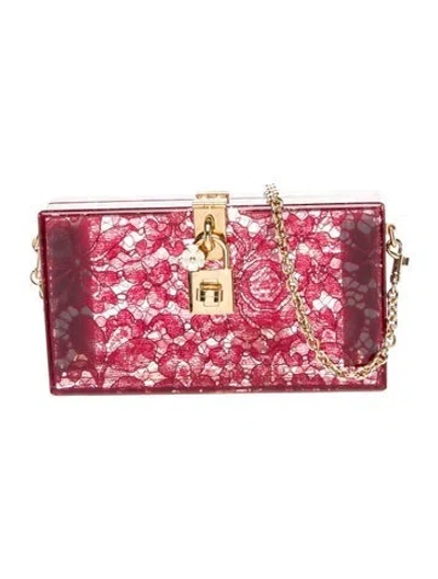 Pre-owned Dolce & Gabbana Lace Shoulder Bag In Burgundy
