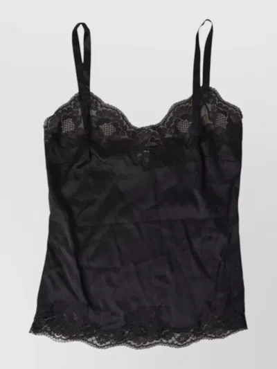 Dolce & Gabbana Lace Silk Camisole Top Sleepwear Underwear In Black