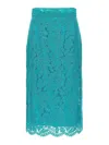 Dolce & Gabbana High-waisted Floral Lace Skirt In Light Blue