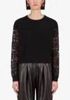 Dolce & Gabbana Lace-sleeved Cashmere Sweater In Black