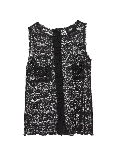 Pre-owned Dolce & Gabbana Lace Sleeveless Top In Black