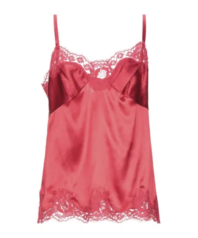 Dolce & Gabbana Lace Sleeveless Top In Red