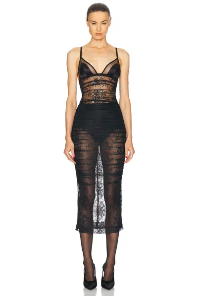 Dolce & Gabbana Lace Slip Dress In Nero
