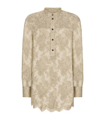 DOLCE & GABBANA LACE STAND-COLLAR SHIRT