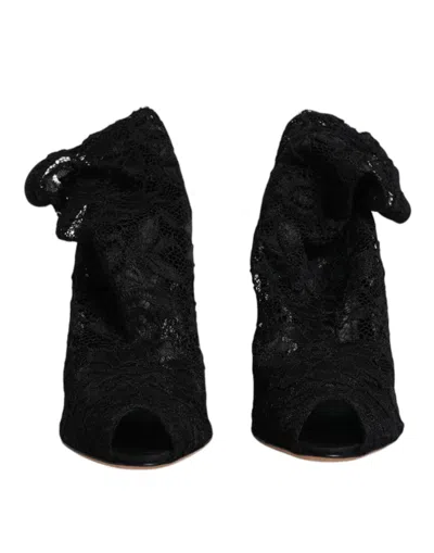 Dolce & Gabbana Lace Stretch Boot In Black