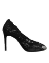 Dolce & Gabbana Black Lace Stretch Heels Mid Calf Boots Shoes In Black