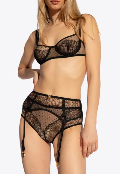 Dolce & Gabbana Lace Suspender Belt Bra In Black
