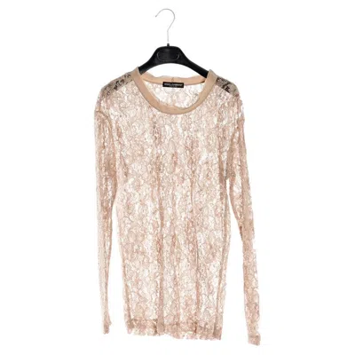 Pre-owned Dolce & Gabbana Lace Sweater Size 42 In Sand
