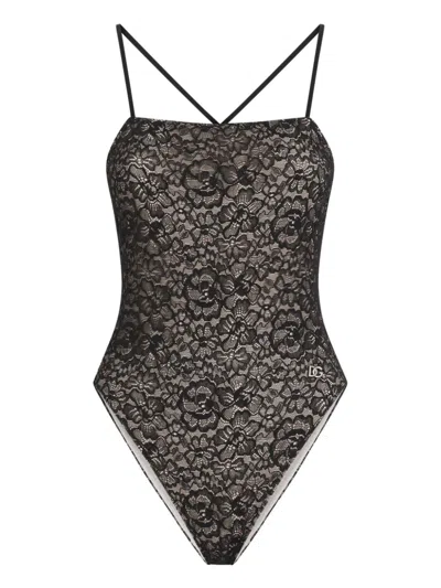 Dolce & Gabbana Lace Swimsuit In Black