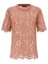 Dolce & Gabbana Dolce&gabbana Pink Lace T Shirt