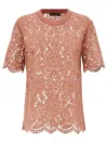 Dolce & Gabbana Dolce&gabbana Pink Lace T Shirt
