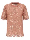 Dolce & Gabbana Dolce&gabbana Pink Lace T Shirt In Pink
