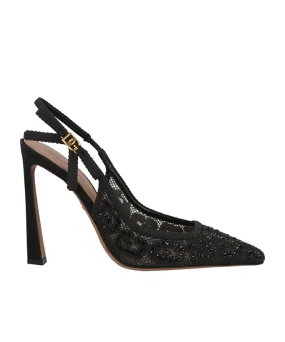 Dolce & Gabbana Lace Thin-heeled Closed-toe Shoes In Black