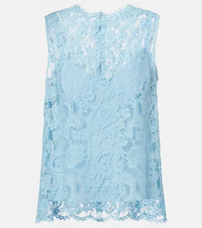 Dolce & Gabbana Lace Top In Blue
