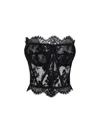 Dolce & Gabbana Top Floral Pattern Lace Detailing Scalloped Edges In Black